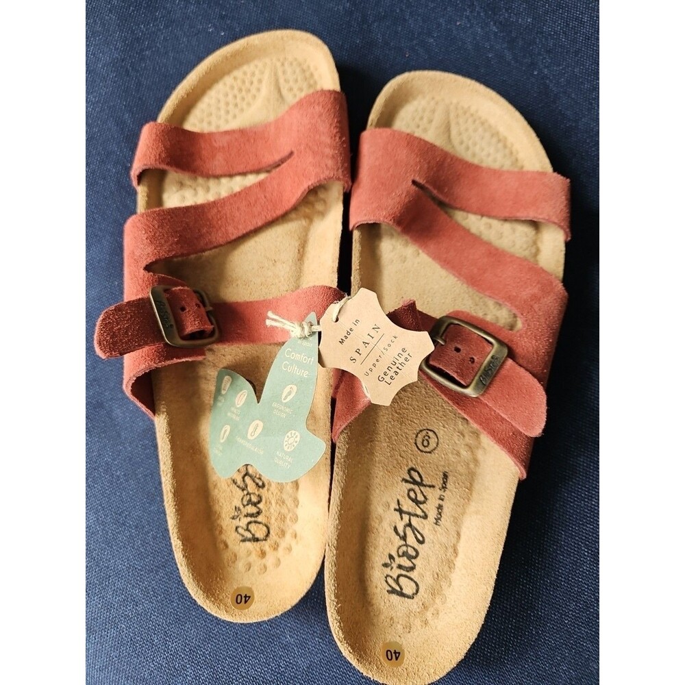 Biostep Cork Slip On Sandals Suede Comfort Sz 9. NWT